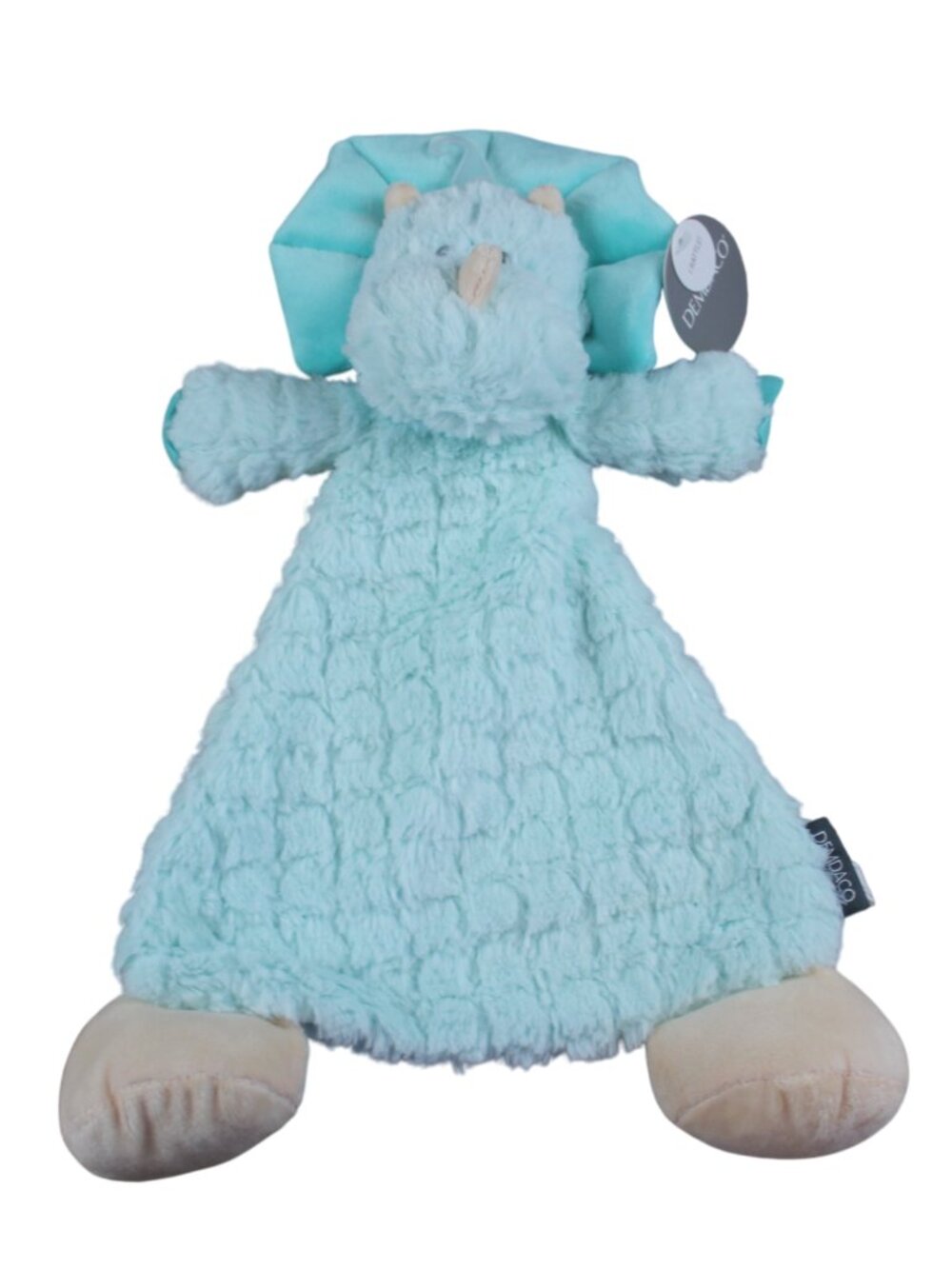 Demdaco Dinosaur Security Blanket Lovey Plush Soft Rattle Toy Baby Boys Teal NWT